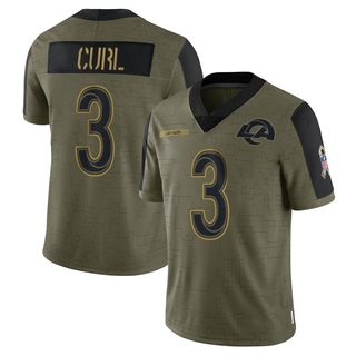 Limited Kamren Curl Youth Los Angeles Rams 2021 Salute To Service Jersey - Olive