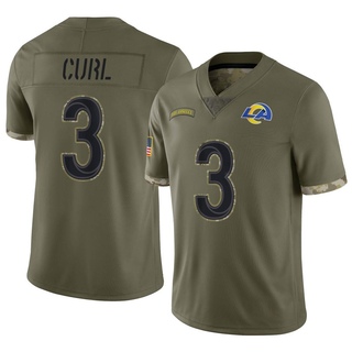 Limited Kamren Curl Youth Los Angeles Rams 2022 Salute To Service Jersey - Olive